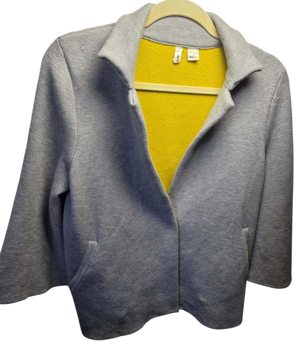 Moth by Anthropologie Womens Gray Cardigan Yellow Lining Blazer Sz S
